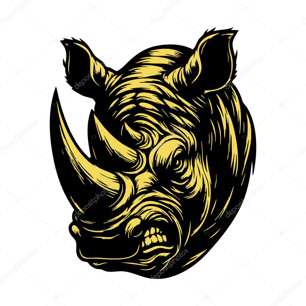 Aggressive Rhino Expression Artwork
