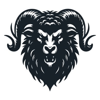 Vahşi Koyun Başı Siyah ve Beyaz Görüntü