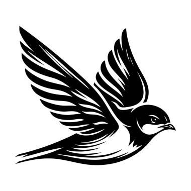 Öfkeli Kırlangıç Kafası Beyaz Arkaplan Çizimi