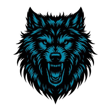 Vahşi Kurt Başı Siyah ve Beyaz Görüntü