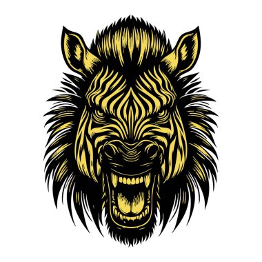 Zebra Başı Maskot Biçimi Çizimi