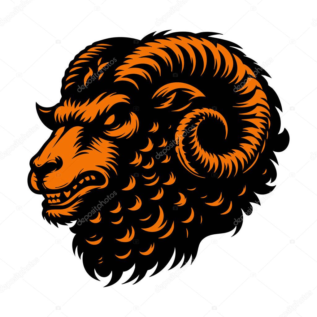 Sheep Head Mascot Style Illustration