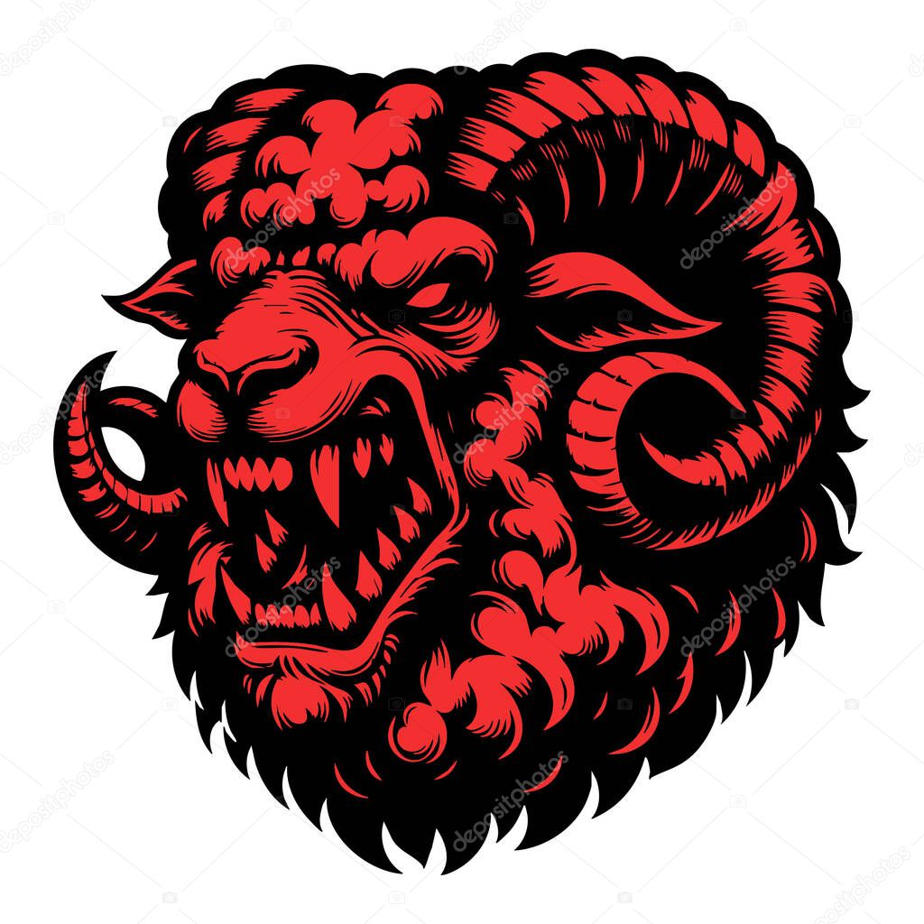 Sheep Head with Angry Look Clipart