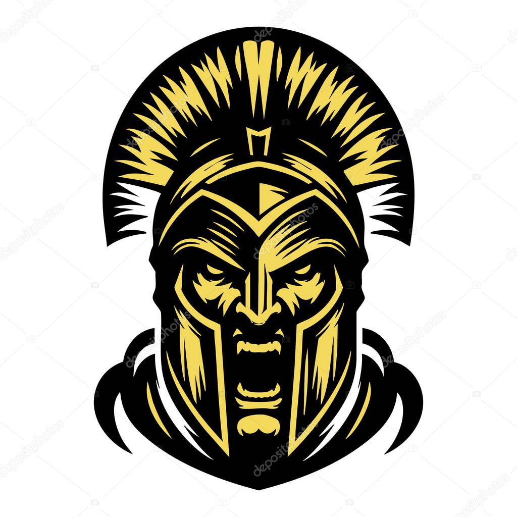 Intense Spartan Warrior Portrait Vector