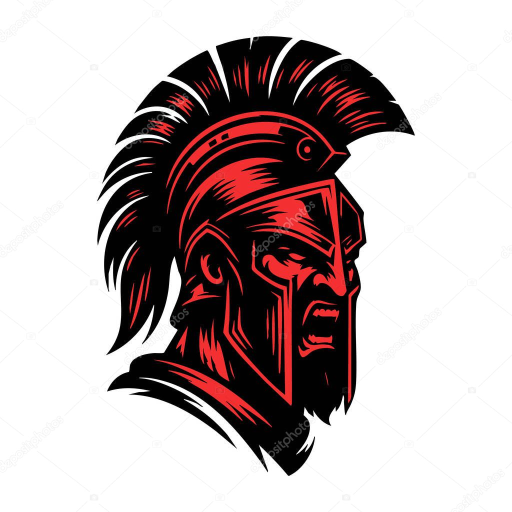 Spartan Head with Angry Look Clipart