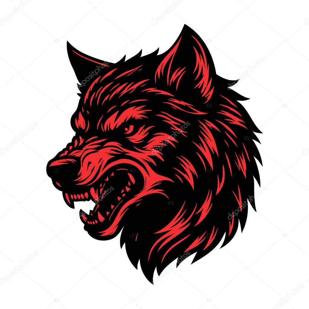 Intense Wolf Portrait Vector