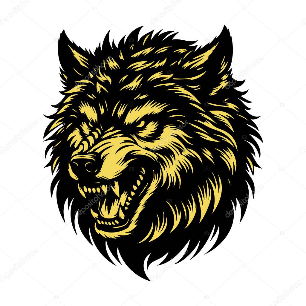 Wolf Head with Angry Look Clipart