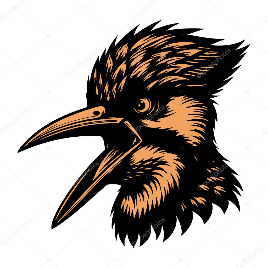 Aggressive Woodpecker Expression Artwork