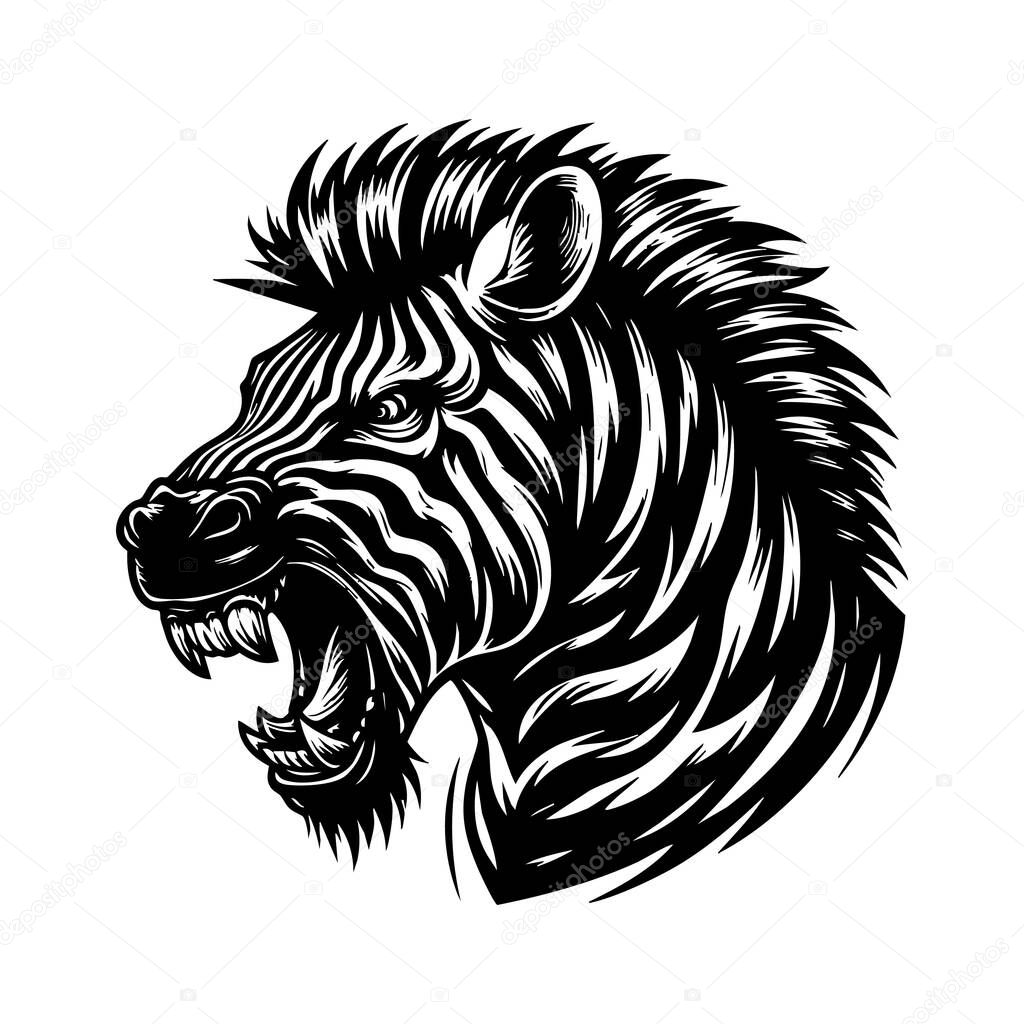 Monochrome Zebra with Fierce Eyes
