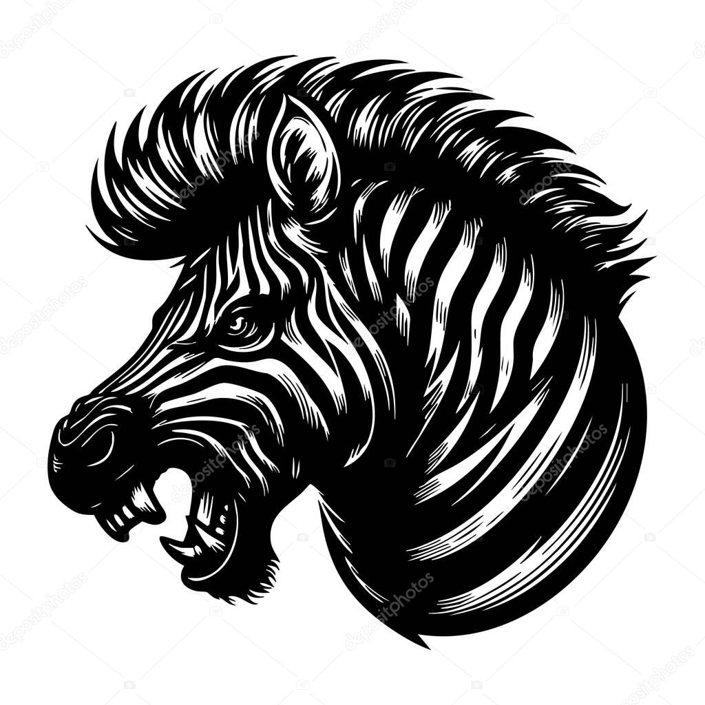 Aggressive Zebra Expression Artwork