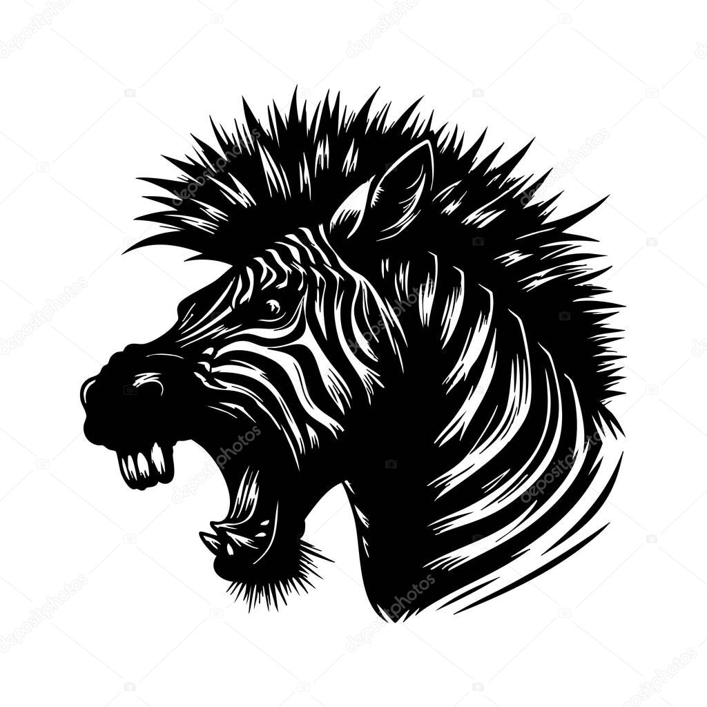 Ferocious Zebra Face Vector Drawing