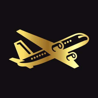 Altın Renkli Modern Uçak Simgesi