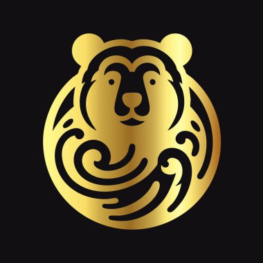 Vahşi Ayı Siyah Üzerine Altın Simge