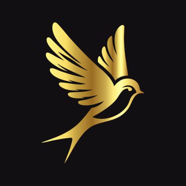 Altın Tüylü Kuş Simgesi Vektörü