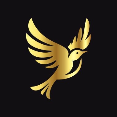 Modern Kuş Altın Siluet Çizimi
