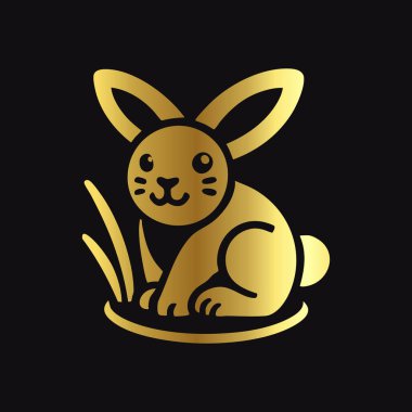 Koyu Arkaplanda Altın Tavşan Sembolü