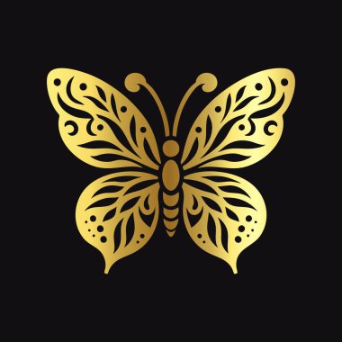 Düz Altın Kelebek Simgesi Vektör Resmi