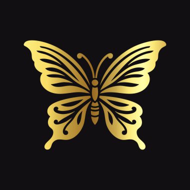 Siyah Kelebek Üzerinde Altın Kelebek Sembolü