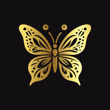 Altın Vektör ile Zarif Kelebek Silueti