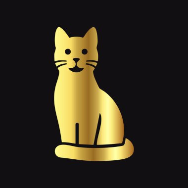 Dekoratif Altın Kedi Vektör Simgesi