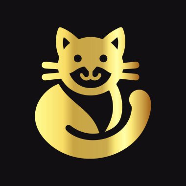 Altın Kedi Sembol Vektör Tasarımı