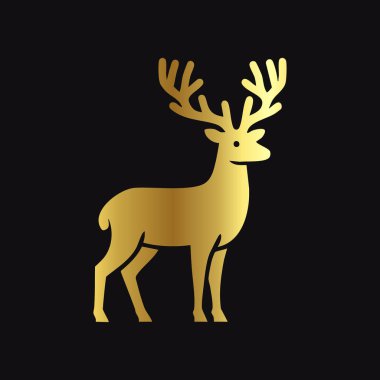 Siyah Arkaplanda Altın Geyik Amblemi