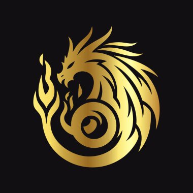 Karanlık Arkaplanda Lüks Altın Ejder Simgesi