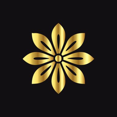 Siyah Arkaplanda Çiçek Altın Simgesi