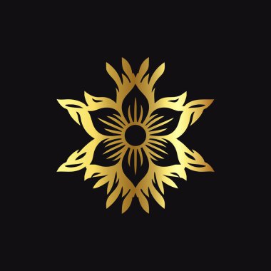 Altın Süslü Çiçek Vektörü