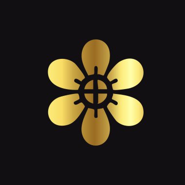 Parlak Altın Çiçek Vektör Tasarımı