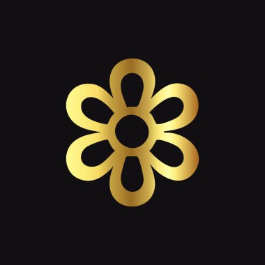 Siyah Arkaplanda Altın Çiçek Simgesi Vektörü