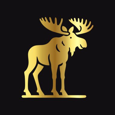 Siyah Arkaplanda Altın Geyik Simgesi Vektörü