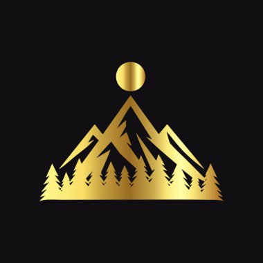 Altın Vektör Biçiminde Dağ Zirvesi Simgesi