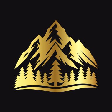 Minimalist Altın Dağ Silüet Vektörü