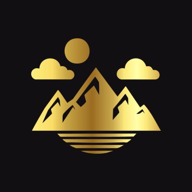 Parlak Altın Dağ Simgesi İllüstrasyonu