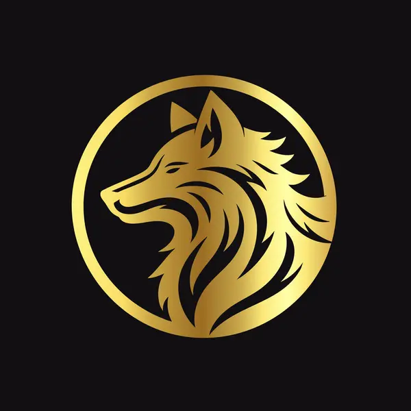 Siyah Üzerinde Altın Kurt Simgesi Silueti