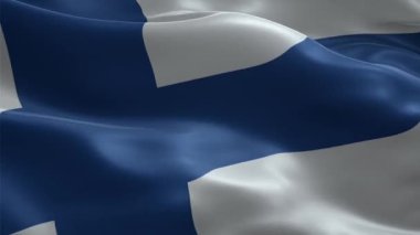 Finlandiya Ulusal Bayrağının Yüksek Kaliteli 3D Canlandırması Fin Etkinlikleri, Kültürel Projeler ve İskandinav Teması İçin Rüzgarda Sorunsuz Dalgalanıyor