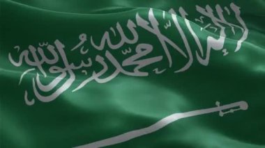 Suudi Arabistan Ulusal Bayrağı Rüzgarda Dalgalanıyor 3D Gerçekçi Kusursuz Döngüsüz Suudi Arabistan Bayraklarının Vatanseverlik, Dini ve Kültürel Projeler İçin Siyah Arkaplan Animasyonu