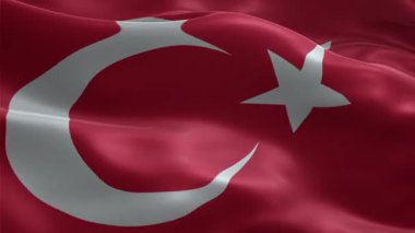 Türkiye, Vatanseverlik, Siyaset ve Kültürel Projeler İçin Rüzgarda Hilal ve Yıldız Dalgalanması ile Türk Kızıl Bayrağının 3D Döngüsünü Dalgalandırıyor