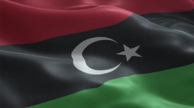 Libya Ulusal Bayrak Dalgalanması 'nın Gerçekçi 3D Animasyonu Vatansever, Eğitimsel, Tarihsel ve Hükümetsel Medya Projeleri İçin Kusursuz Döngü