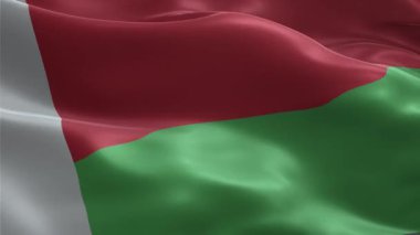 Madagaskar Ulusal Bayrağının Gerçekçi 3D Animasyonu Rüzgarda Dalgalanıyor Vatanseverlik, Kültürel ve Eğitimsel Kullanım İçin Kusursuz Döngü Hareketi Grafiği