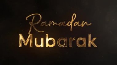 Ramazan Mübarek tebrik kartı, üzerinde altın cami ve kahverengi arka planda hilal var..