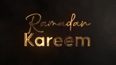 Ramazan Kareem selamı. Koyu arkaplanda Arap altın feneri