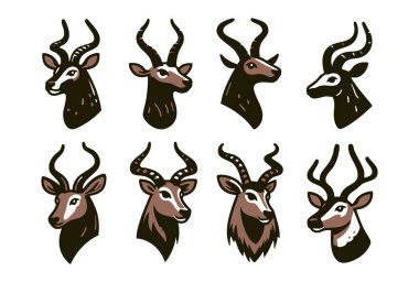 Antilop İllüstrasyonu Beyaz Arkaplanda Vahşi Hayvan Vektörü