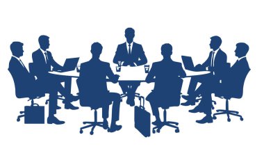 Beyaz Arkaplan 'da Siluet Vektörüyle Buluşma İş Toplantısı