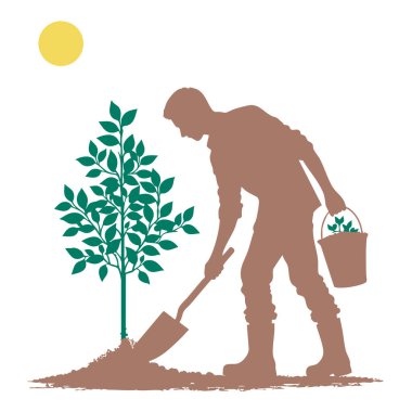Doğa Gönüllü ağaç dikme Kara Siluet Sanatı