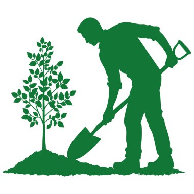 Asgari Ağaç dikme Silueti Düz Tasarım Konsepti