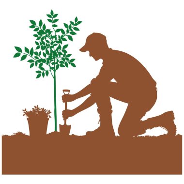 Ağaç Diken Adam Beyaz Üzerine Siyah Siluet Vektörü