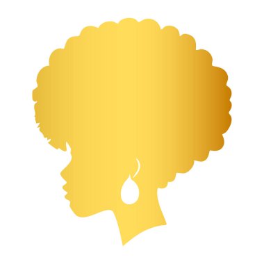 Altın Afro Kadın Siluet Vektör İllüstrasyonu