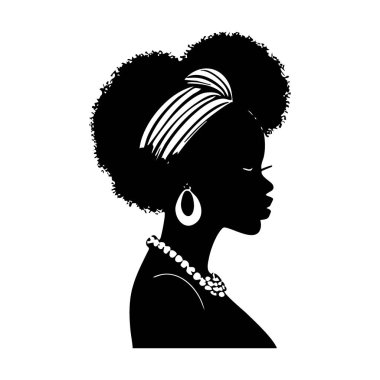 Afro Kadın Siluet Vektör İllüstrasyonu